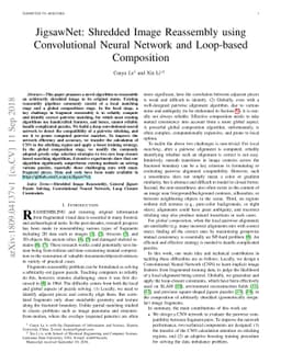 JigsawNet: Shredded Image Reassembly using Convolutional Neural Network
  and Loop-based Composition