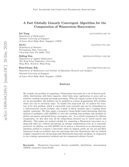 A Fast Globally Linearly Convergent Algorithm for the Computation of
  Wasserstein Barycenters