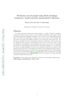 Prediction out-of-sample using block shrinkage estimators: model
  selection and predictive inference