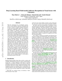Deep Learning Based Multi-modal Addressee Recognition in Visual Scenes
  with Utterances