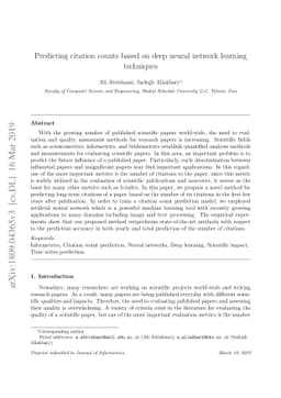 Predicting citation counts based on deep neural network learning
  techniques