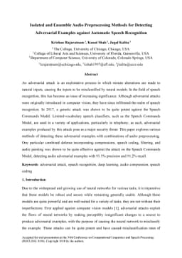 Isolated and Ensemble Audio Preprocessing Methods for Detecting
  Adversarial Examples against Automatic Speech Recognition