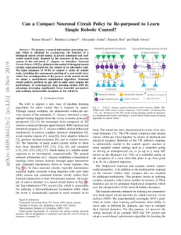 Can a Compact Neuronal Circuit Policy be Re-purposed to Learn Simple
  Robotic Control?