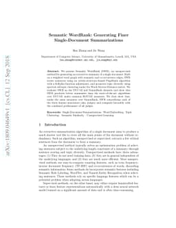 Semantic WordRank: Generating Finer Single-Document Summarizations