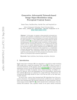 Generative adversarial network-based image super-resolution using
  perceptual content losses