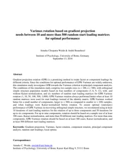 Varimax rotation based on gradient projection needs between 10 and more
  than 500 random start loading matrices for optimal performance