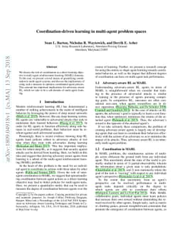 Coordination-driven learning in multi-agent problem spaces