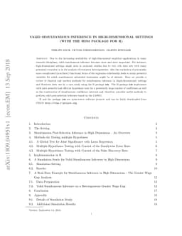 Valid Simultaneous Inference in High-Dimensional Settings (with the hdm
  package for R)