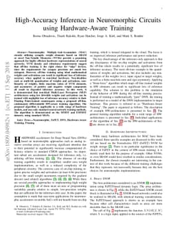 High-Accuracy Inference in Neuromorphic Circuits using Hardware-Aware
  Training