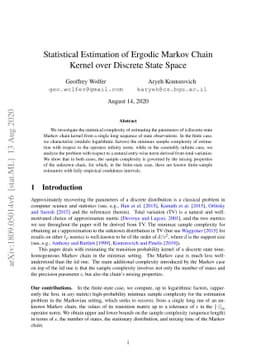 Statistical Estimation of Ergodic Markov Chain Kernel over Discrete
  State Space