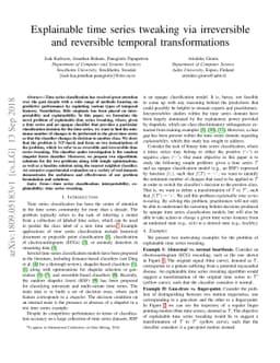 Explainable time series tweaking via irreversible and reversible
  temporal transformations