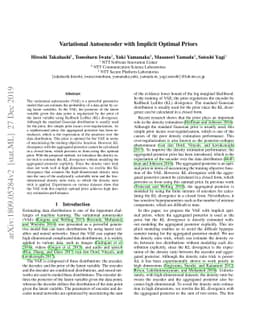 Variational Autoencoder with Implicit Optimal Priors