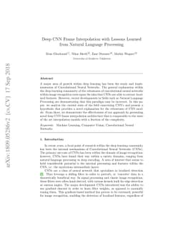 Deep CNN Frame Interpolation with Lessons Learned from Natural Language
  Processing