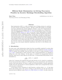 Efficient Rank Minimization via Solving Non-convexPenalties by Iterative
  Shrinkage-Thresholding Algorithm