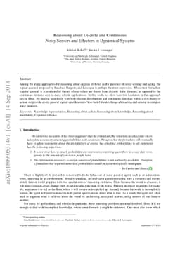 Reasoning about Discrete and Continuous Noisy Sensors and Effectors in
  Dynamical Systems
