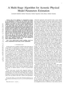A Multi-Stage Algorithm for Acoustic Physical Model Parameters
  Estimation