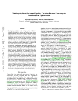 Melding the Data-Decisions Pipeline: Decision-Focused Learning for
  Combinatorial Optimization