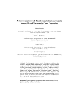 A New Secure Network Architecture to Increase Security Among Virtual
  Machines in Cloud Computing