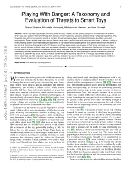 Playing With Danger: A Taxonomy and Evaluation of Threats to Smart Toys