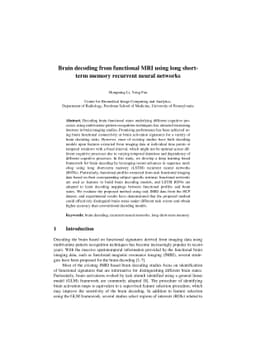 Brain decoding from functional MRI using long short-term memory
  recurrent neural networks