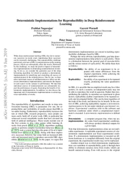 Deterministic Implementations for Reproducibility in Deep Reinforcement
  Learning