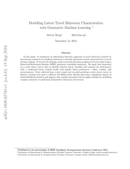 Modelling Latent Travel Behaviour Characteristics with Generative
  Machine Learning