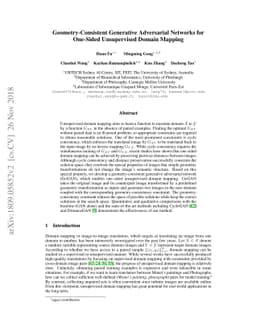 Geometry-Consistent Generative Adversarial Networks for One-Sided
  Unsupervised Domain Mapping