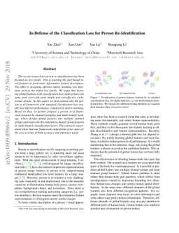 In Defense of the Classification Loss for Person Re-Identification
