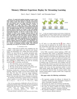 Memory Efficient Experience Replay for Streaming Learning