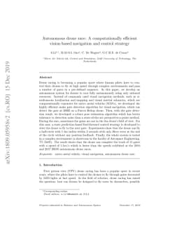 Autonomous drone race: A computationally efficient vision-based
  navigation and control strategy