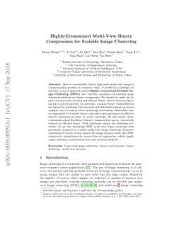 Highly-Economized Multi-View Binary Compression for Scalable Image
  Clustering