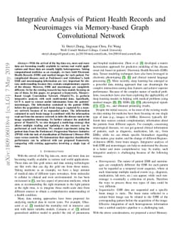 Integrative Analysis of Patient Health Records and Neuroimages via
  Memory-based Graph Convolutional Network