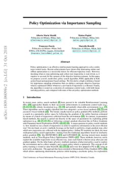 Policy Optimization via Importance Sampling
