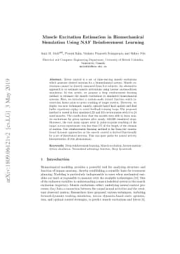 Muscle Excitation Estimation in Biomechanical Simulation Using NAF
  Reinforcement Learning