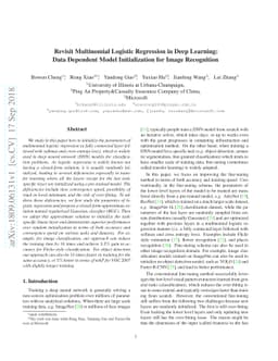 Revisit Multinomial Logistic Regression in Deep Learning: Data Dependent
  Model Initialization for Image Recognition