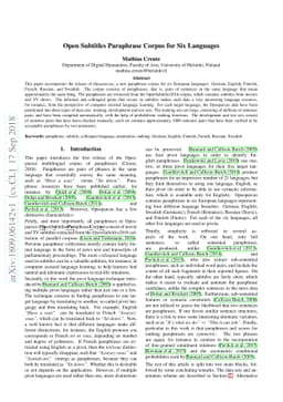 Open Subtitles Paraphrase Corpus for Six Languages