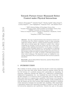 Towards Partner-Aware Humanoid Robot Control Under Physical Interactions