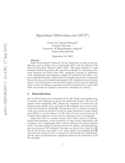 Algorithmic Obfuscation over GF($2^m$)
