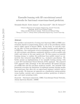 Ensemble learning with 3D convolutional neural networks for
  connectome-based prediction