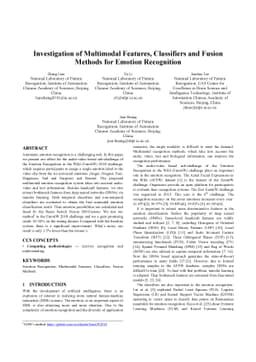 Investigation of Multimodal Features, Classifiers and Fusion Methods for
  Emotion Recognition