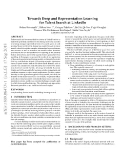 Towards Deep and Representation Learning for Talent Search at LinkedIn