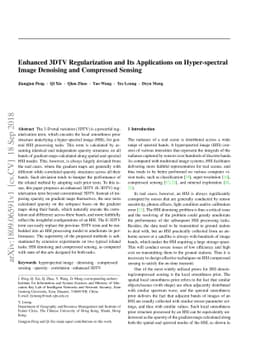 Enhanced 3DTV Regularization and Its Applications on Hyper-spectral
  Image Denoising and Compressed Sensing