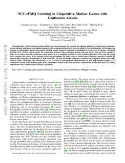 SCC-rFMQ Learning in Cooperative Markov Games with Continuous Actions