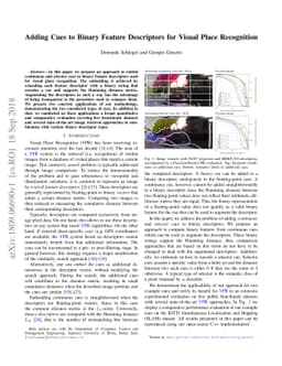 Adding Cues to Binary Feature Descriptors for Visual Place Recognition