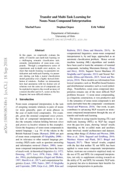 Transfer and Multi-Task Learning for Noun-Noun Compound Interpretation
