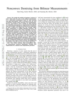 Nonconvex Demixing From Bilinear Measurements