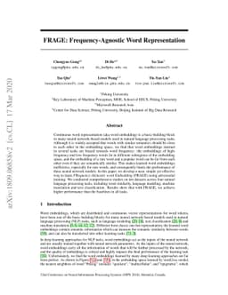 FRAGE: Frequency-Agnostic Word Representation