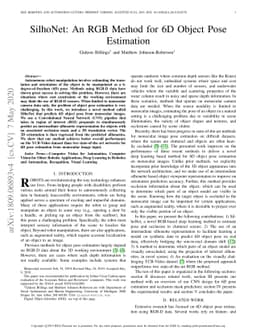 SilhoNet: An RGB Method for 6D Object Pose Estimation
