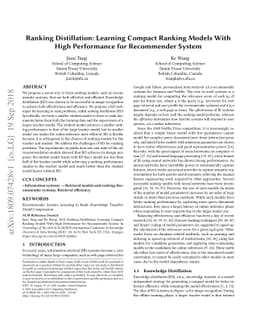 Ranking Distillation: Learning Compact Ranking Models With High
  Performance for Recommender System