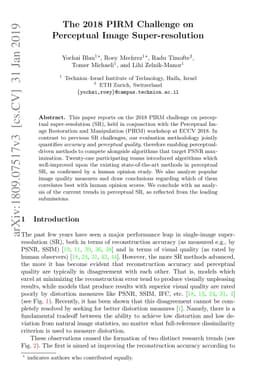The 2018 PIRM Challenge on Perceptual Image Super-resolution